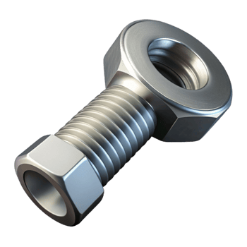 elegant creative A bolt, steel, with nut, high resolution png