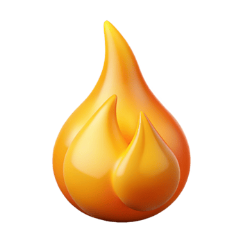 elegant creative A flame, flickering, orange and yellow, authentic png