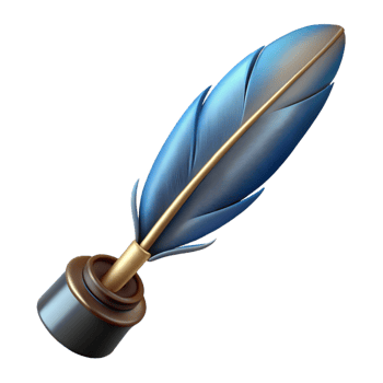 impressive abstract A feather quill, dipped in ink, 4K png
