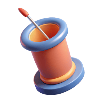 vibrant traditional A sewing needle, with thread, detailed png