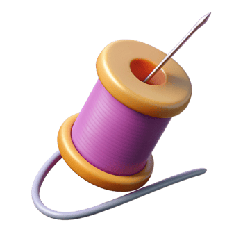 magnificent classic A sewing needle, with thread, 4K png
