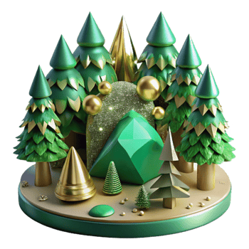 extraordinary rustic Green Pine Tree Forest Scene Isolated Element professional png