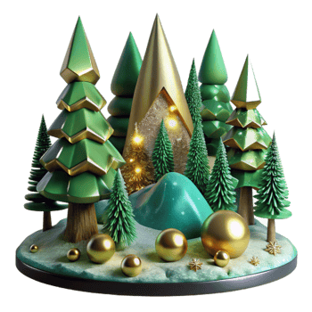 magnificent minimalist Green Pine Tree Forest Scene Isolated Element original png
