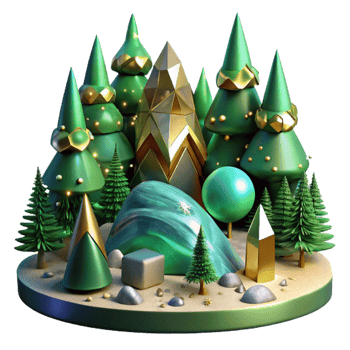 impressive rustic Green Pine Tree Forest Scene Isolated Element detailed png