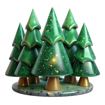 vibrant traditional Green Pine Tree Forest Scene Isolated Element exclusive png