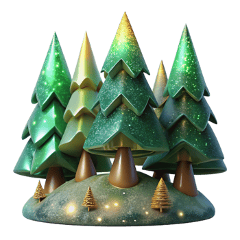 dramatic rustic Green Pine Tree Forest Scene Isolated Element high resolution png