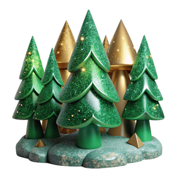 beautiful modern Green Pine Tree Forest Scene Isolated Element png
