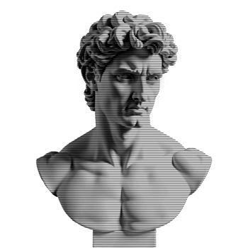 Glitch effect on a classical bust png