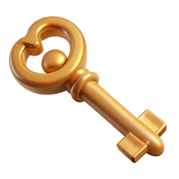 extraordinary minimalist A stylized illustration of a key, ornate and antique detailed png