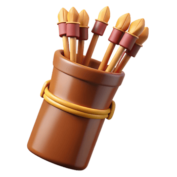 extraordinary minimalist A detailed illustration of a quiver full of arrows, fletched and ready 4K png