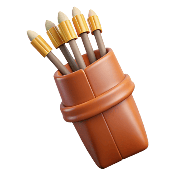 vibrant minimalist A detailed illustration of a quiver full of arrows, fletched and ready high quality png