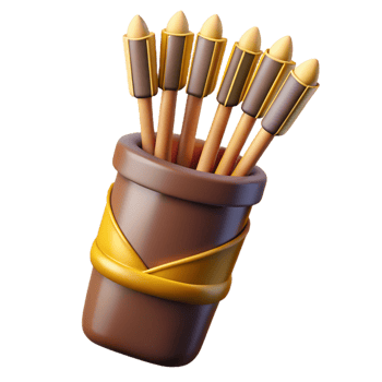 stunning artistic A detailed illustration of a quiver full of arrows, fletched and ready premium png