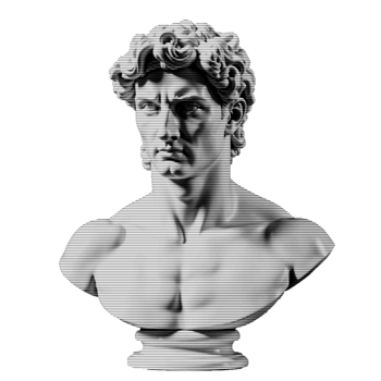 Glitch effect on a classical bust. Perfect for modern, abstract, and futuristic designs. png