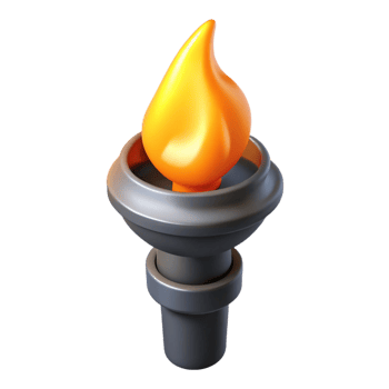 impressive modern A single, burning torch, casting flickering light premium png
