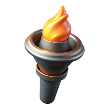 dramatic creative A single, burning torch, casting flickering light exclusive png