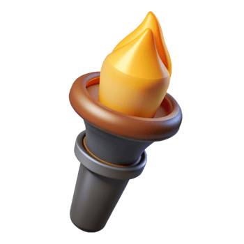 stunning traditional A single, burning torch, casting flickering light detailed png