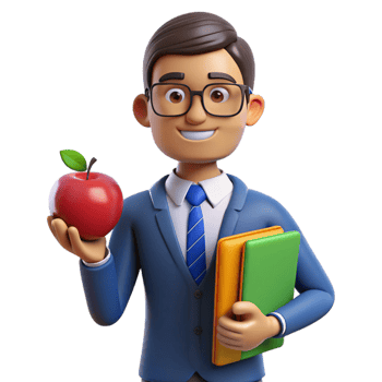 elegant vintage Teacher holding an apple and books, authentic png