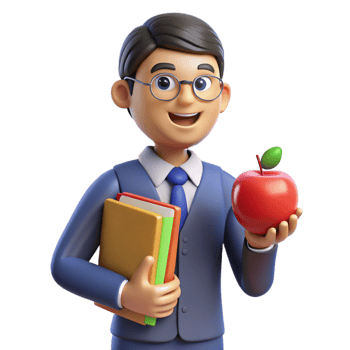 stunning minimalist Teacher holding an apple and books, premium png