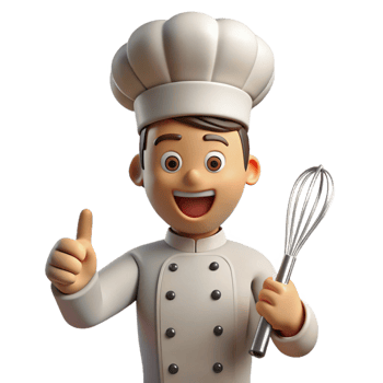 extraordinary classic Excited chef holding a whisk, high resolution png