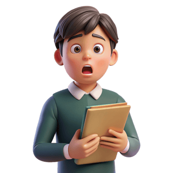 wonderful abstract Worried student holding a textbook, high quality png