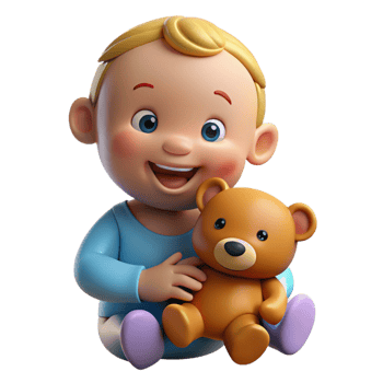 beautiful rustic Smiling baby holding a teddy bear, authentic png