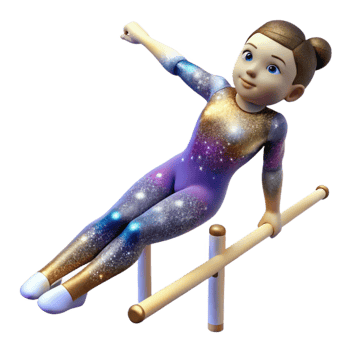 dramatic classic Gymnast on Uneven Bars Strength and Skill Isolated Cutout original png