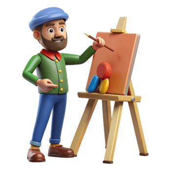 beautiful vintage Creative artist painting on a canvas canvas not visible , premium png