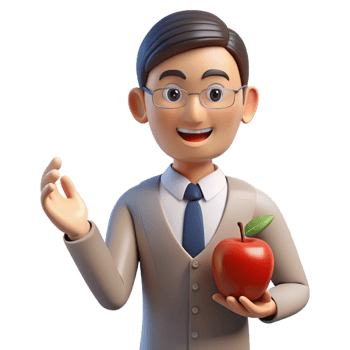 serene creative Dedicated teacher holding an apple, high quality png