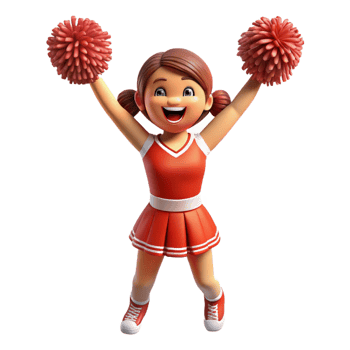 magnificent traditional Cheerful cheerleader with pom-poms, authentic png