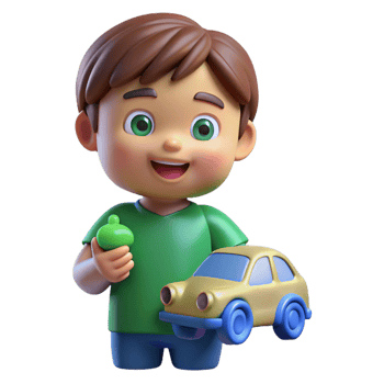 wonderful traditional Smiling toddler holding a toy car, original png