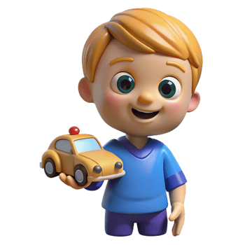 magnificent artistic Smiling toddler holding a toy car, detailed png