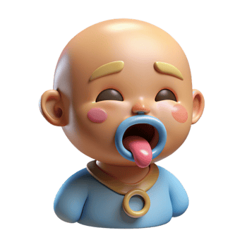 beautiful creative Crying baby with a pacifier, high resolution png