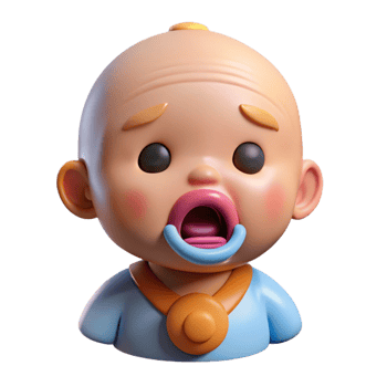 wonderful classic Crying baby with a pacifier, professional png
