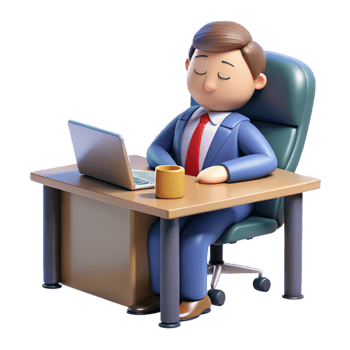 impressive creative Sleeping businessman at a desk desk not visible , high resolution png