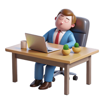 vibrant contemporary Sleeping businessman at a desk desk not visible , authentic png