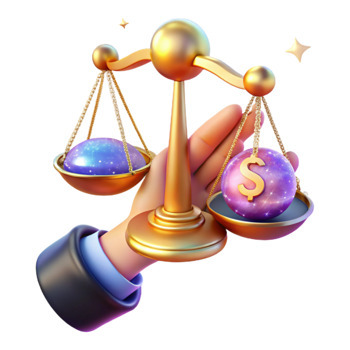 serene traditional Hand Holding Balancing Scales with Risk and Reward Text Cutout original png