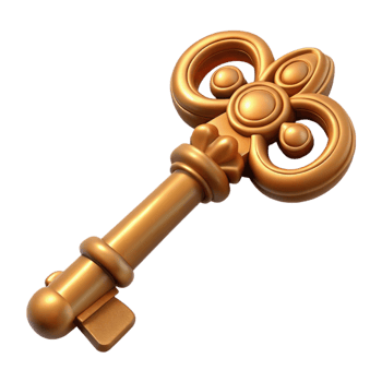 vibrant creative A single, ancient key, with intricate carvings high quality png