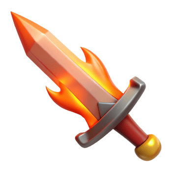 extraordinary minimalist A stylized, burning sword 4K png
