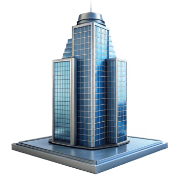 elegant classic Modern skyscraper, glass and steel, high quality png