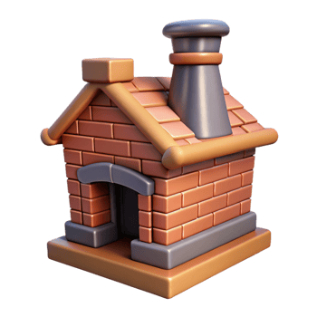 vibrant contemporary Tudor style chimney, brick and stone, high resolution png