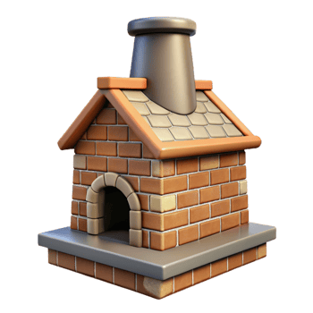 extraordinary minimalist Tudor style chimney, brick and stone, original png