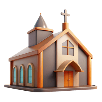 elegant rustic Modern church building, abstract design, high resolution png