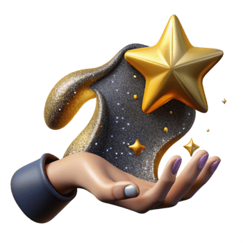 dramatic modern Hand Reaching for Falling Star with Trail Cutout png