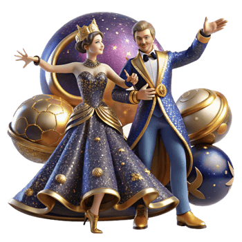 beautiful vintage Intricate Ballroom Dance Ensemble Cutout with Detailed Costumes exclusive png