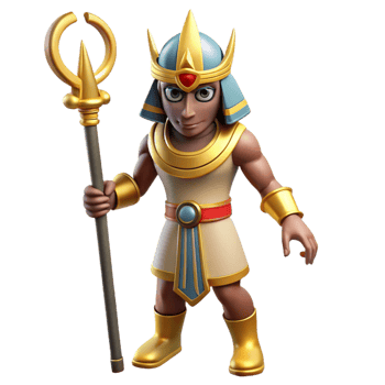 vibrant abstract Osiris, god of the underworld, Egyptian mythology, holding crook and flail exclusive png