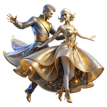 impressive contemporary Intricate Ballroom Dance Movement Transparent Background with Detailed Costumes detailed png