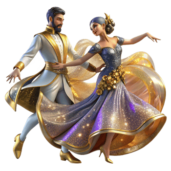 beautiful vintage Intricate Ballroom Dance Movement Transparent Background with Detailed Costumes exclusive png