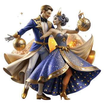 wonderful rustic Intricate Ballroom Dance Scene Cutout with Detailed Costumes detailed png