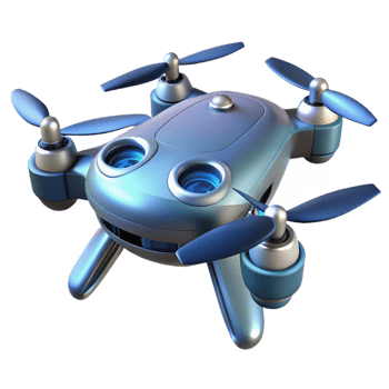 extraordinary rustic Futuristic drone, sleek design, multiple rotors authentic png