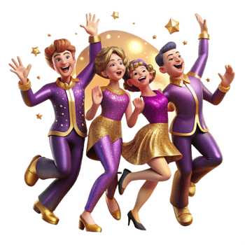elegant classic Joyful Jive Dance Quartet Isolated with Dynamic Angle original png